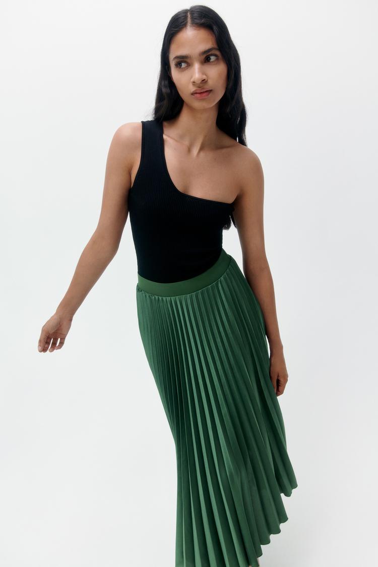Zara green maxi skirt sales